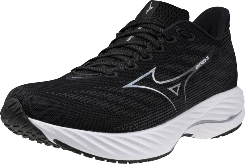 Men's Wave Rider 28 Wide Fit (2E) Road Running Shoes - Black