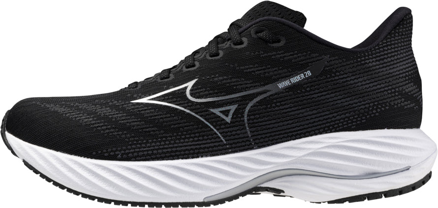 Men's Wave Rider 28 Wide Fit (2E) Road Running Shoes - Black
